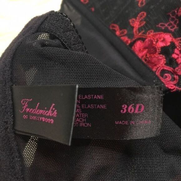Fredericks Of Hollywood 36D Black & Red Lace Underwire Bra - Picture 4 of 5